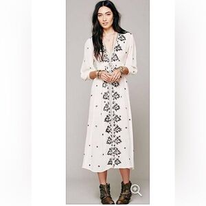 Free People Embroidered Fable Midi Dress